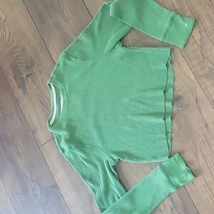 Urban Pipeline Long Sleeve Waffle Crop L Top, Forest Green,size Small